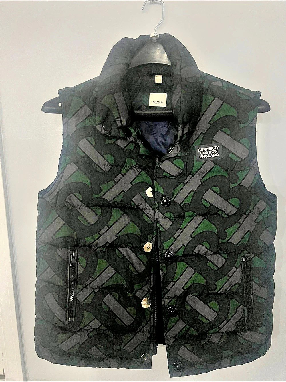Burberry Monogram Print Jacquard Puffer Gilet Men's Medium
